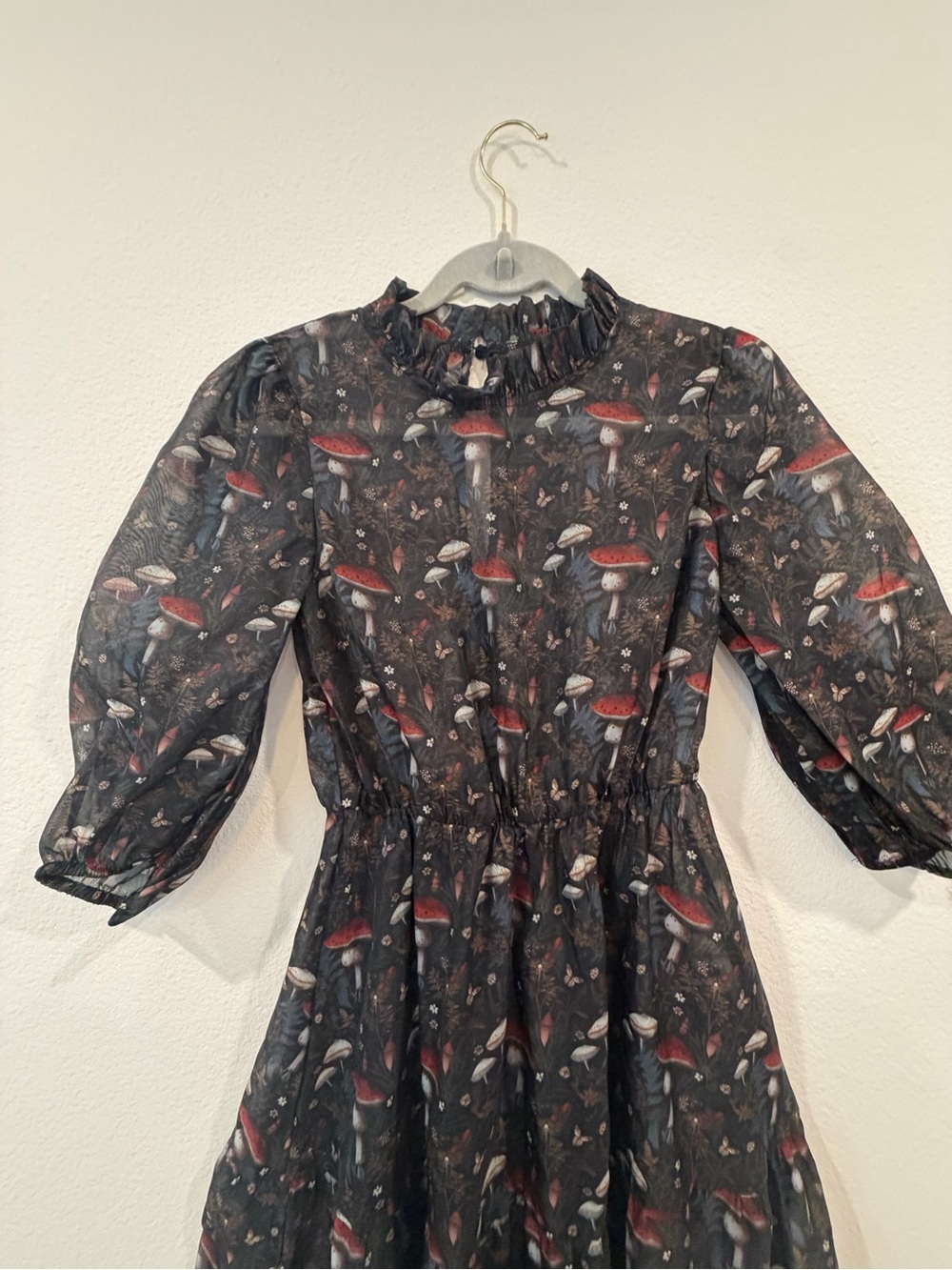 Disturbia Amanita Mushroom Organza Sheer Tiered Dress size small - Picture 7 of 13